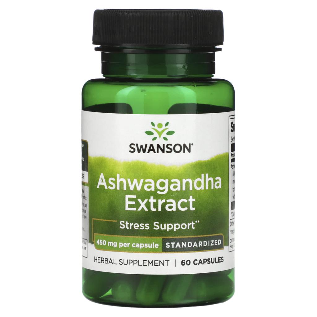 Swanson Ashwagandha Extract, Standardized, 450 Mg, 60 Capsules