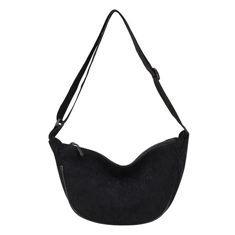 Trendy Women's Crossbody Corduroy Dumpling Bag - Lightweight & Simple Canvas Shoulder Bag