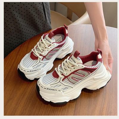 Женская обувь на платформе весна и лето дышащая сетка студенческая одинарная сетка повседневные красные кроссовки