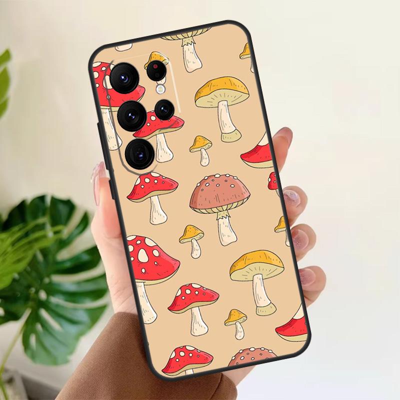 Mushroom Pattern Soft Case For Samsung Galaxy S24 Ultra S21 S22 S23 S25 Plus S20 FE S9 S10 S23 FE Phone Cover