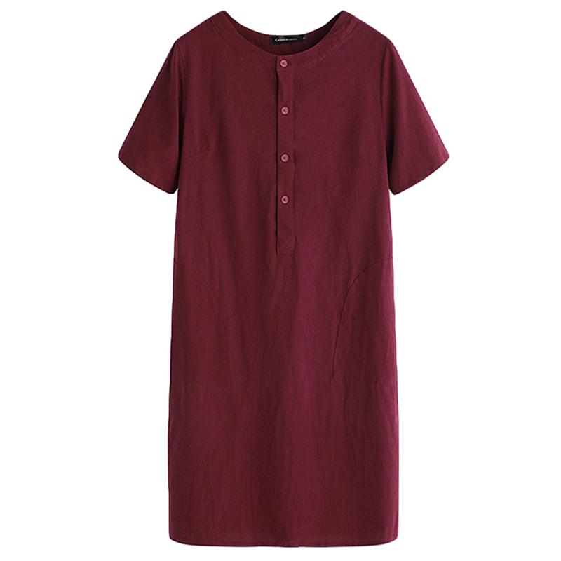 Dresses Summer Size Womens Plus Fashion Clothes Casual Short Sleeve Tshirt Dress Ladies Vneck Linen Dress Solid Color Mini Beach Dress Party Dress