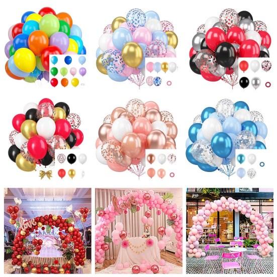 Набор из 50 латексных шаров, металлические шары-конфетти, легко собираемые праздничные шары с лентой