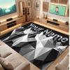 Abstract Geometric Theme Crystal Velvet Floor Rug Personalized Custom Name Text Warm Carpet Home Decoration