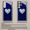 Blue Quilted Diamond Heart Glass phone case mobile phones fashion phone cases for Samsung Galaxy S26 S25 S24 S23 FE Ultra Plus