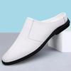 Fashion Hot Sale Men's Genuine Leather Muller Shoes Simple Loafers Breathable Half Drag Lightweight Slippers Business Office Lzy Shoes