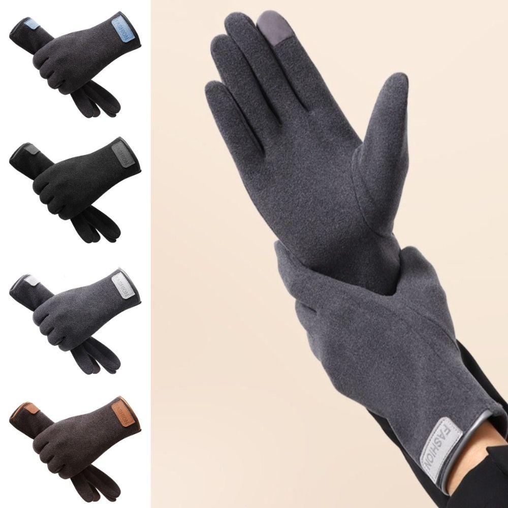 Теплые тонкие флисовые перчатки в корейском стиле, элегантные варежки с закрытыми пальцами, зимние