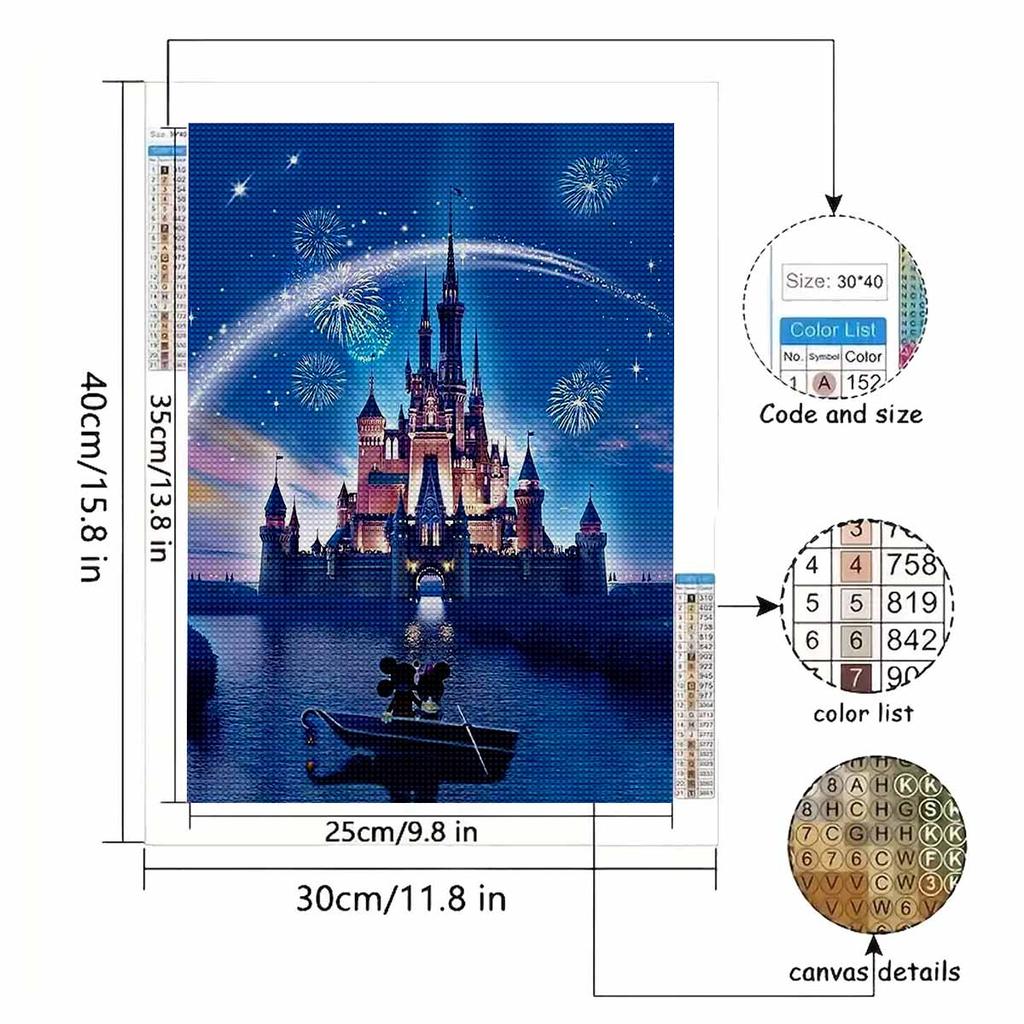 DIY Diamond Painting Fireworks Above The Castle Cross Stitch Kit Mosaic Art Diamond Painting Full Circle Diamond Home Decoration