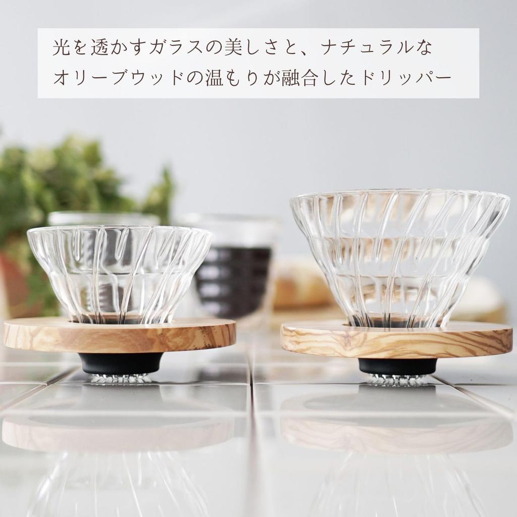 HARIO V60 Стеклянная Кофейная Олива для чашек Термостойкий Пуровер-Дриппер, Дерево, 02, 1-4 (VDGR-02-OV)