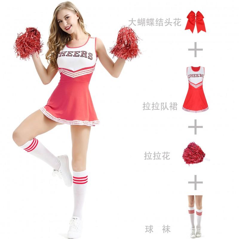 Plus Size Womens Cheerleading Costume Sexy Stage Performance Uniform Milk Fabric