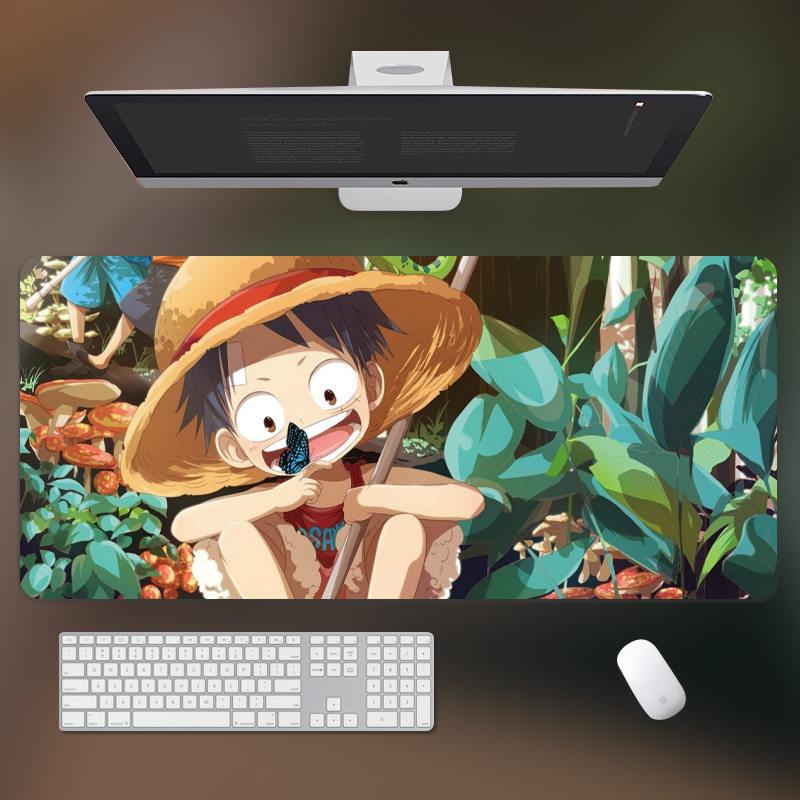 High Definition ONE PIECE Leather Mouse Pad Large Office Computer Desk Pad Non-slip Computer Keyboard Pad Animation Peripheral