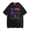 Cotton Tee Trend Tv Girl Lovers Rock Song Print T-shirt Men Cotton Hip Hop Oversized Tshirt Short Sleeve T Shirt Streetwear Tops T-Shirts Men’s