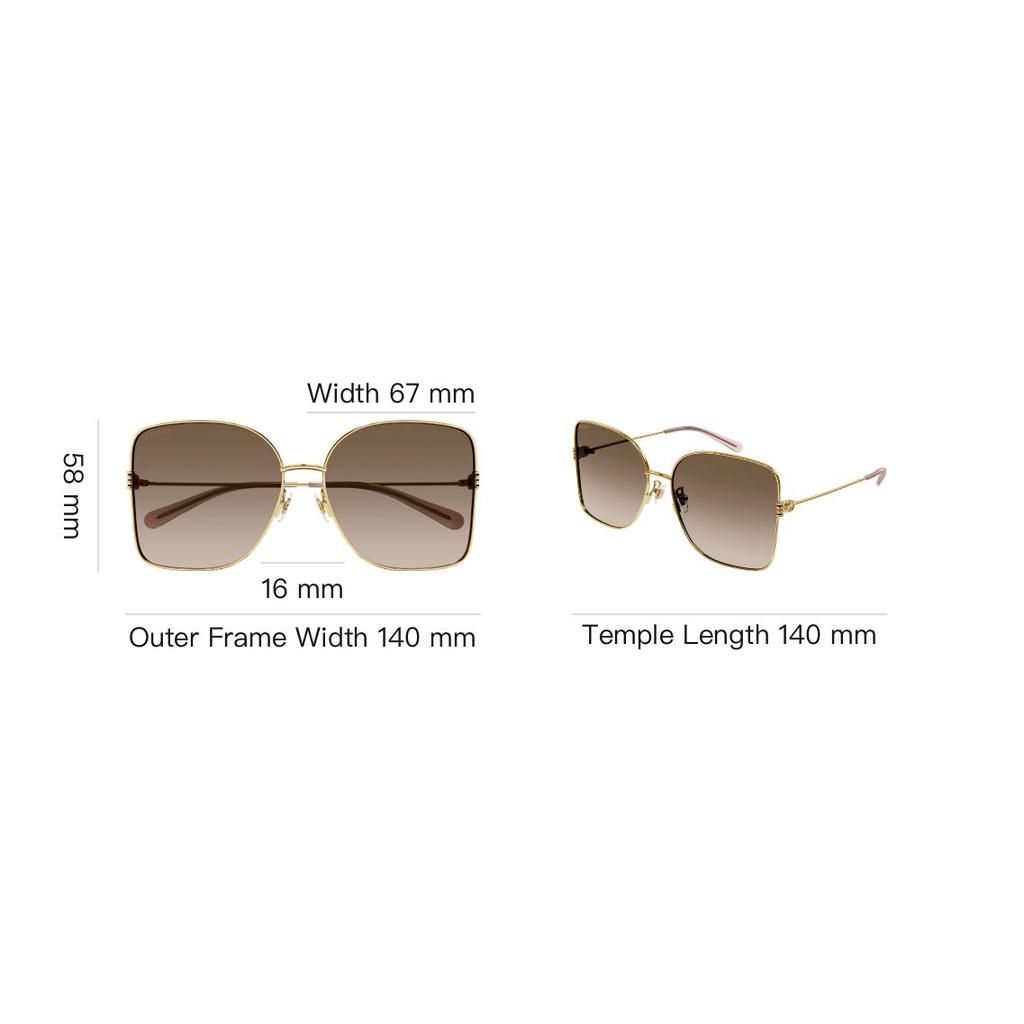 Gucci 2023 Spring Summer Alloy Frame Irregular Shape Sunglasses Women sunglasses Gold Brown GG1282SA-003