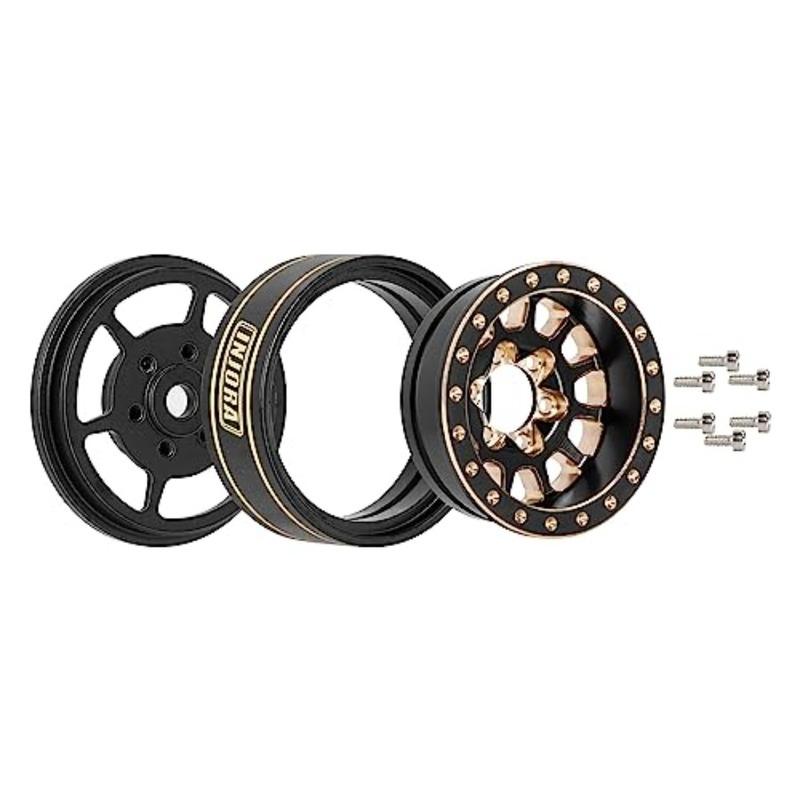 1.0 Plus Brass Beadlock Wheel Rims 4PCS 12-Spoke Wheels for 4M SCX24 FCX24 1/24 1/18 RC Crawler, 42g/pcs