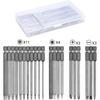 For 21pcs Long Screwdriver Bit Set, Magnetic T6-T40 Torx Bit Set, Slotted Bit Set 1/4" Hexagonal 100mm Extra Long S2 Steel Box