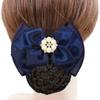 Women Gifts Pearl Headwear Ponytail Clip Korean Bun Snood Hairgrips Cover Net Bowknot Spring Clip