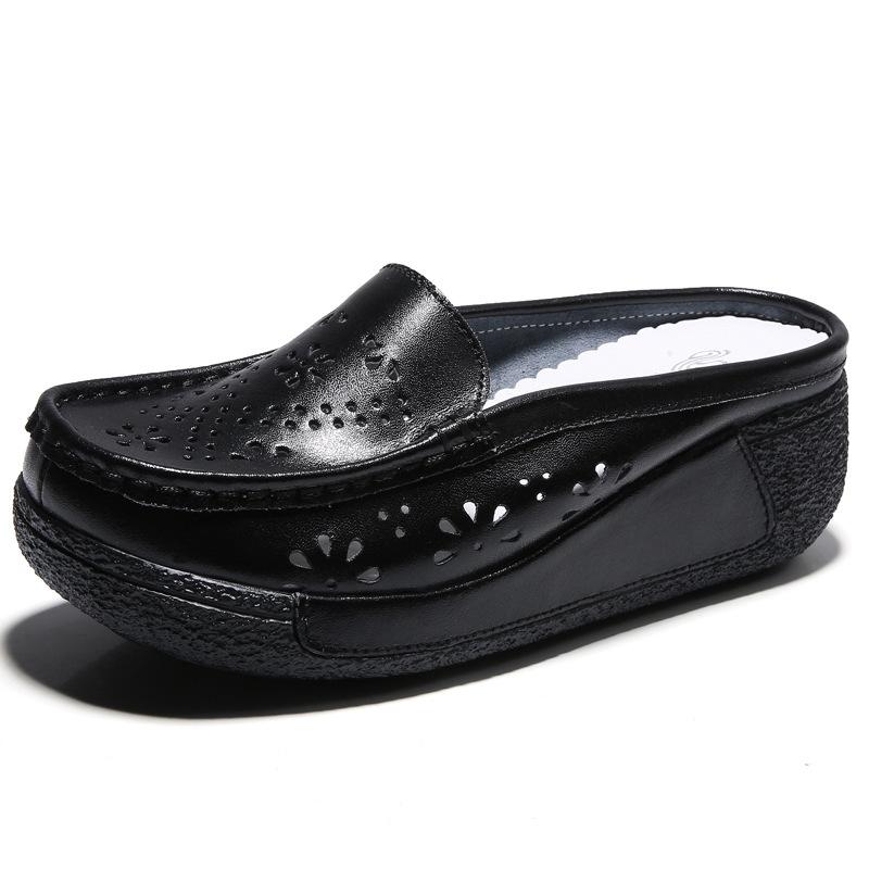 Fashion New Fashion Casual Women's Shoes Flat Genuine Leather White Nurse Shoes Women Platform Wedges Shoes