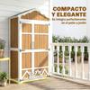 Wooden Garden Shed, 105 x 55 x 179 cm, Tool Cabinet, 4 Shelves, Natural, Galvanized Metal Roof