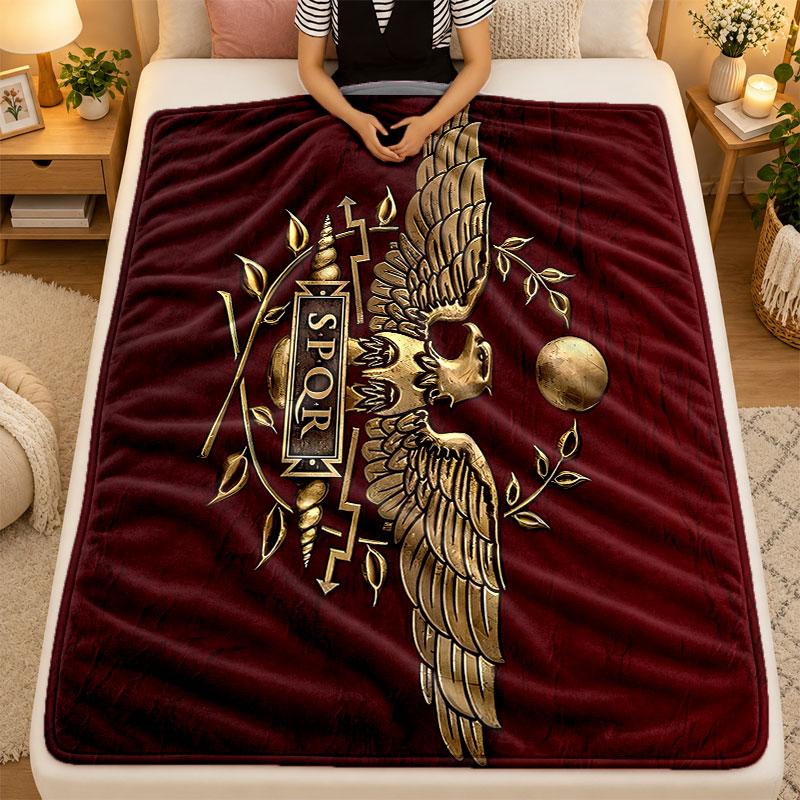 Flannel BlanketRoman Empire Eagle Emblem Warm Soft Throw Blanket for Indoor Sofa Bed Living Room Use
