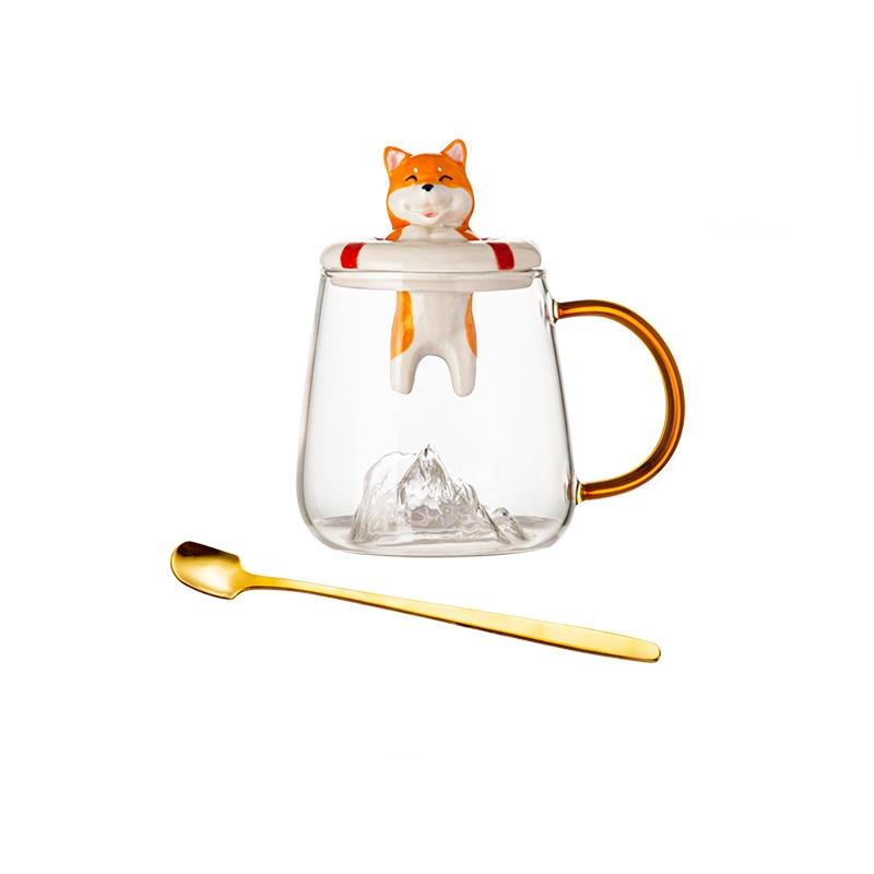 Уникальная 3D-кружка в виде собаки с крышкой-ложкой Kawaii, чашки для кофе, чая, персонализированные подарочные стаканы для напитков, кружки