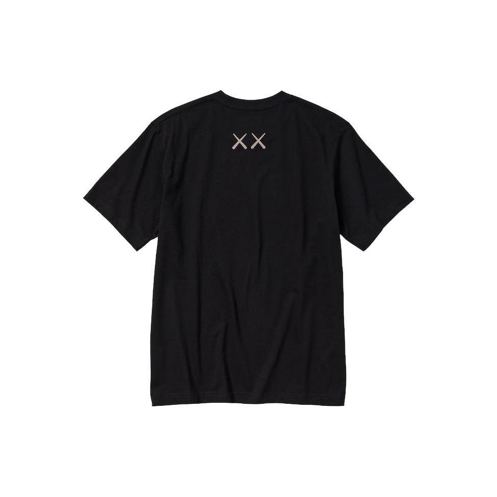 Uniqlo X Kaws Коллаборация Весна/Лето 2023 Принт с изображением обнимающей куклы Футболка с круглым вырезом с коротким рукавом Унисекс Топы Черный 467775-09