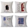 Minimalist Illustration Style Decorative Pillowcase Bedroom Living Room Square Cushion Pillowcase