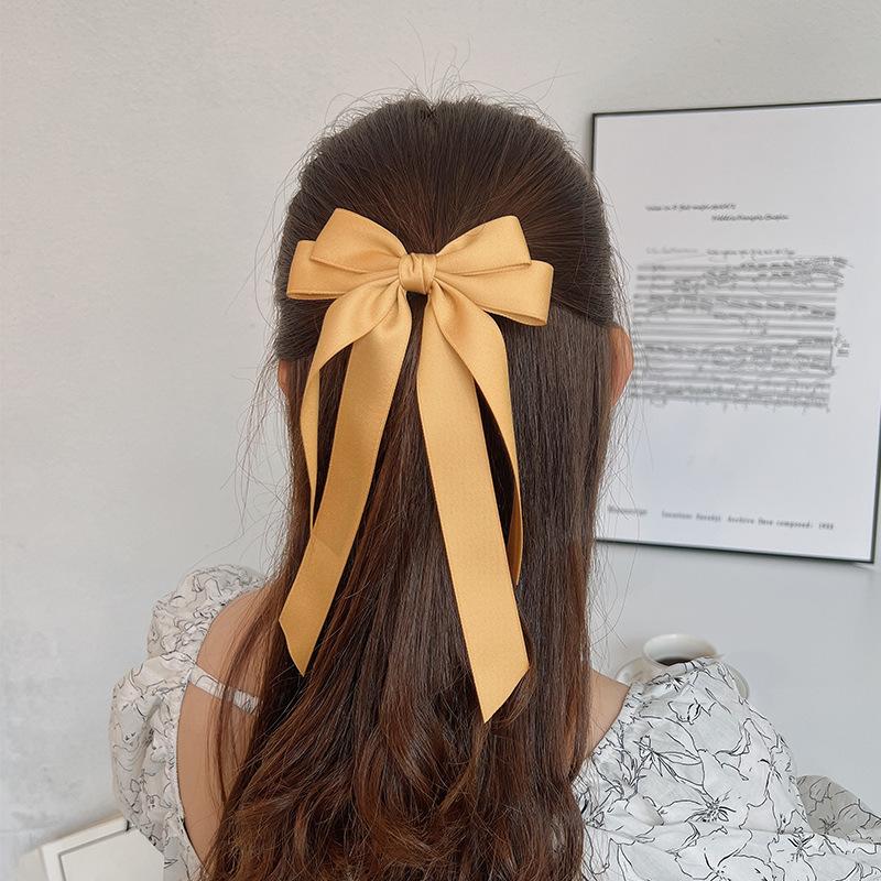 Fabric Ribbon Bow Hairpin For Women Girls Hair Clips Solid Color Bow Hair Accessories