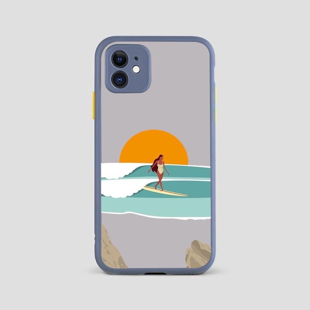 Чехол для телефона 'Пляжная серф-девушка' для iPhone 14 11 12 13 Mini Pro Max 8 7 Plus X XR XS MAX Полупрозрачный матовый чехол
