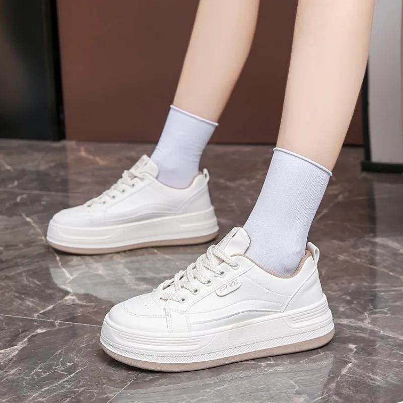 Мода 2024 года, новые популярные повседневные спортивные туфли на толстой подошве, белые женские туфли, весна-лето, универсальные туфли для нишевых досок