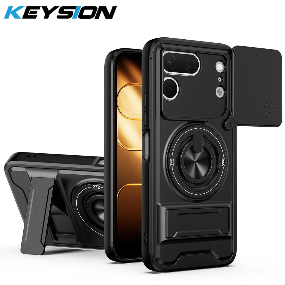KEYSION Magnetic Phone Case for TECNO Spark 50 Pro 4G Slide Camera Protection Upright Kickstand 360° Ring Shockproof Back Cover