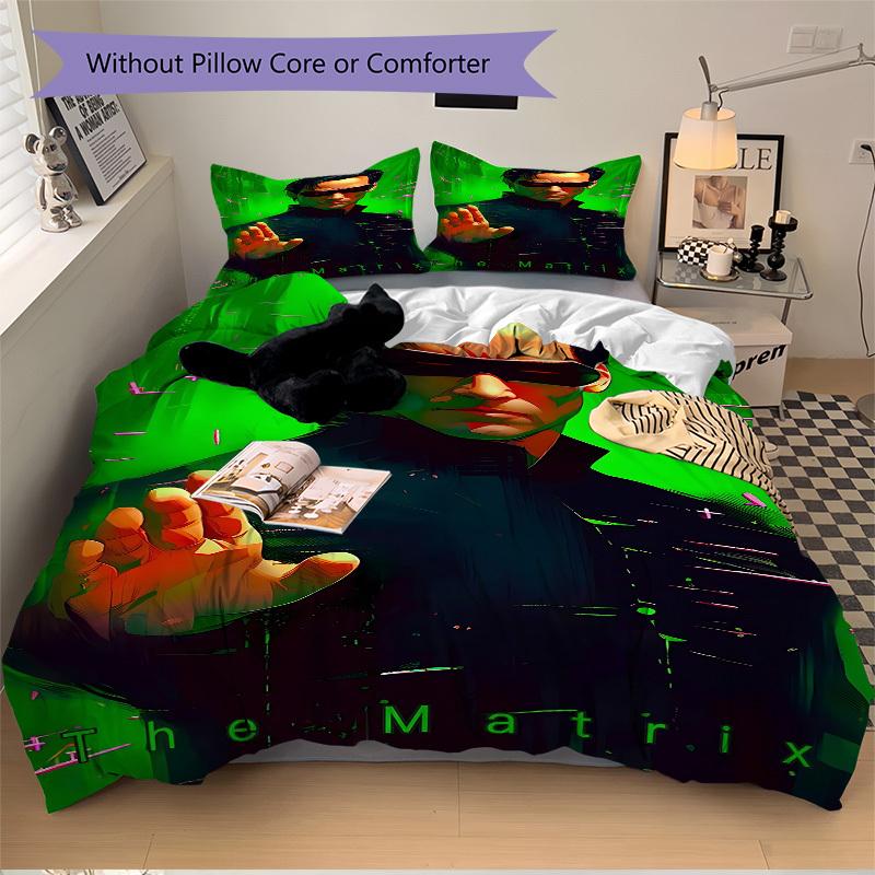 3pcs The Matrix Neo Bedding Set, Soft Polyester Duvet Cover and Pillowcases Seasons all suitable, Design for Bedroom L1003126