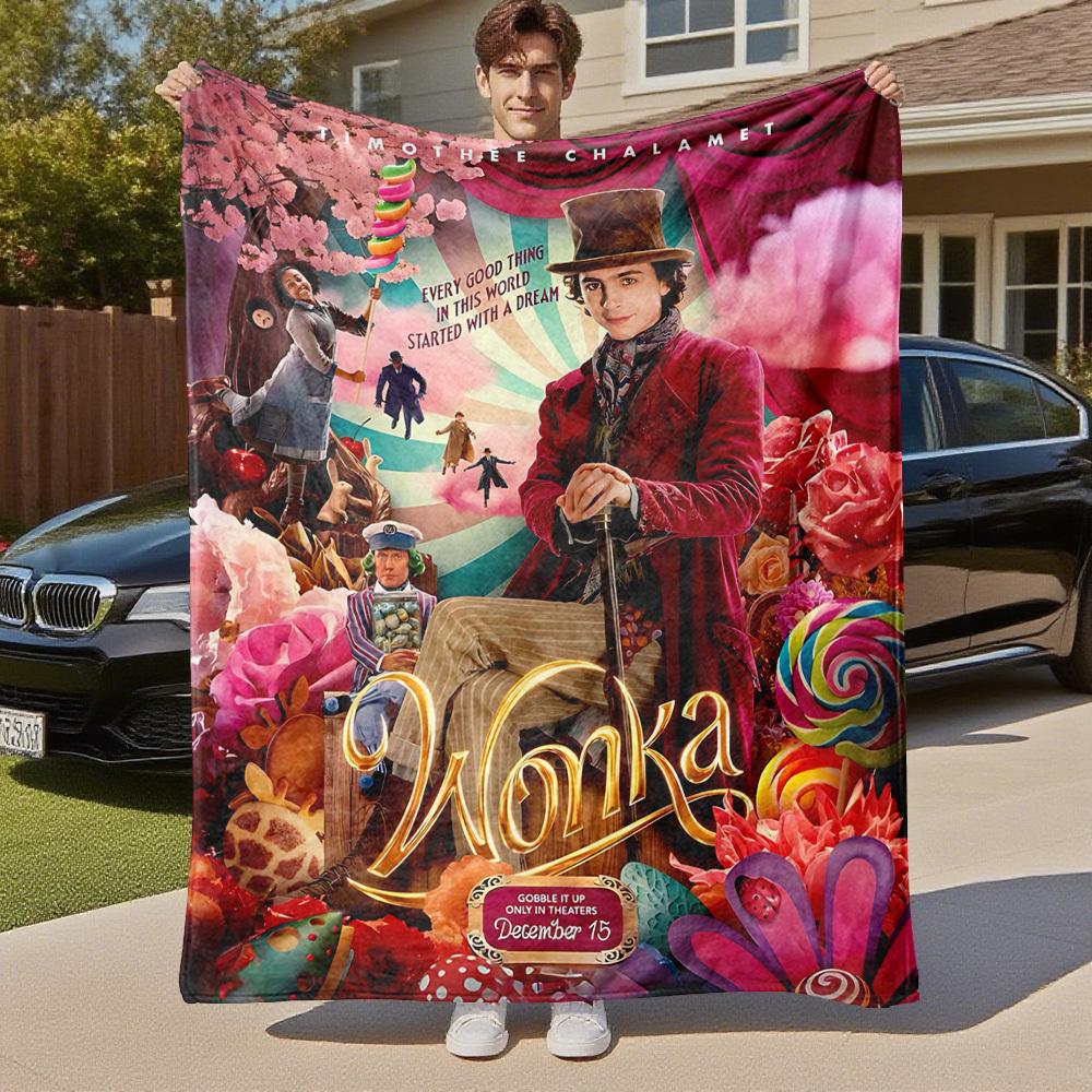 1pc Timothée Chalamet Wonka Outdoor Flannel Blanket Soft Plush Decor for Picnics, camping,Bedroom, Playroom, or Lunch Break, Perfect Gift
