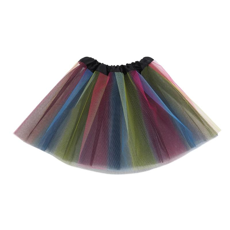 Girls Cheerleading Rainbow Tutu Skirt Child Dance Party Ballet Tulle Tutu Skirt 3 Layers Princess Birthday Party Gift 2-8 Years