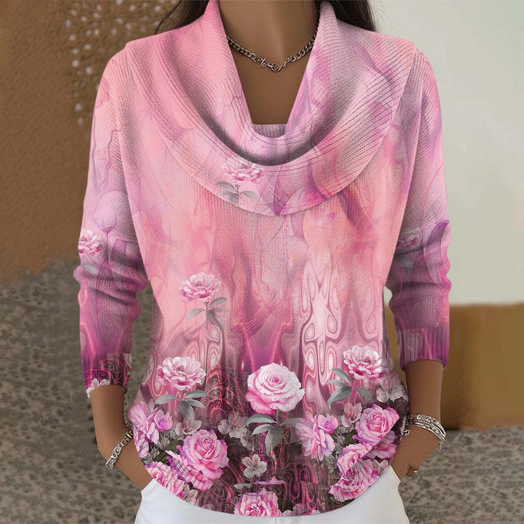 Женский повседневный и модный свитер с круглым вырезом, длинными рукавами и принтом