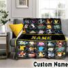 Custom NamePok-mon Blanket Flannel Throw for Sofa, Indoor, Camping, Living Room, Office, Chair, And Bed Soft Birthday Christmas Gift