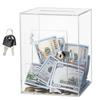 Acrylic Piggy Bank with Can Hold Up To 9 Million Piggy Bank for Adults and Can Be Repeatedly 19x15x12cm Lock, Yen, Children, Deposited, Transparent,