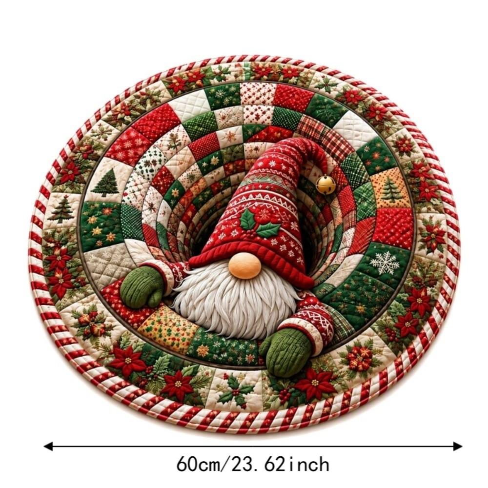 3D Special-shaped Christmas Round Carpet Imitation Cashmere Santa Claus Floor Mat Home Decor
