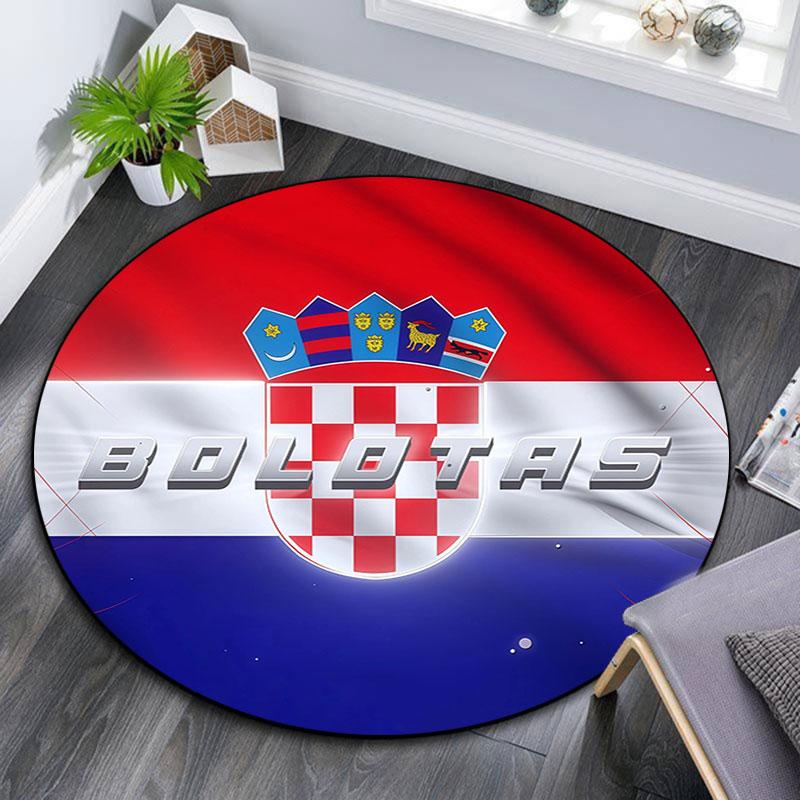 Croatia National Football Team pattern round rug,Carpet Rug for Living Room Bedroom Playroom ,Non-slip Floor Mat,Holiday Gifts and Birthday Gifts.