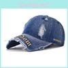 Water Denim Wash Trendy Distressed Baseball Cap For Streetwear Fashion Wear
