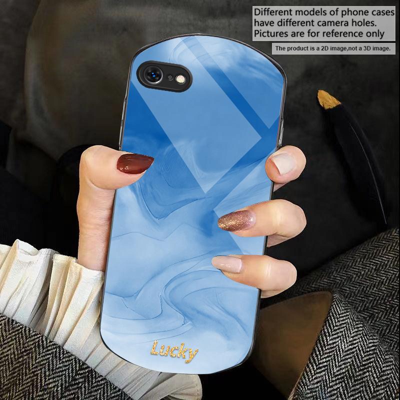 Смычковая тушь синий оттенок Для iPhone 17 16 15 14 Pro 13 Plus 12 mini 11 Pro Max XR X S 7 8 Эллиптический чехол из закаленного стекла для телефона