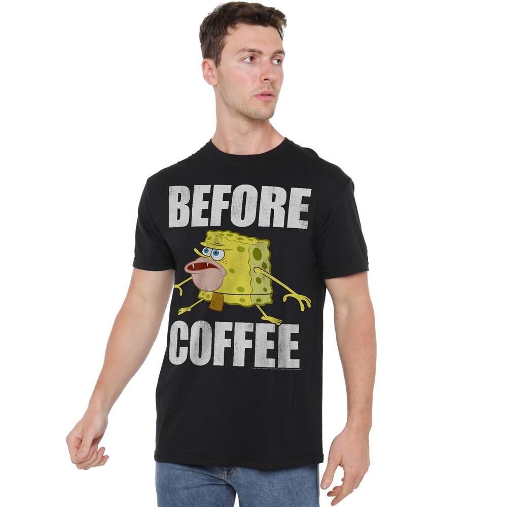 Spongebob Before Coffee Meme T-Shirt S-2XL Black