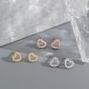Korean Style 18K Diamond Heart Earrings with 3A Zircon - Versatile, Fashionable, and Simple Design