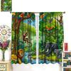 Animals Window Curtain Cartoon Jungle Forest Elephant Lion Print Curta For Kids Boys Girls Nursery Baby Bedroom Playroom Home