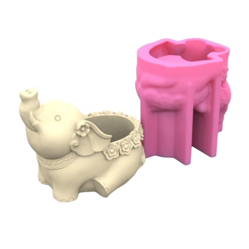 Silicone Mold for Succulent Planter Create Unique Flower Pots Plant Holder 3D Elephant Candle Holder Plaster Mould