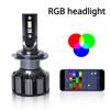 Car LED Headlights Devil's Eye APP Controls Colorful RGB Headlights LED Voice-activated Headlights H4 H7 H11
