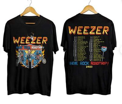 Футболка Weezer Indie Rock Roadtrip Tour 2023, футболка для фанатов Weezer.