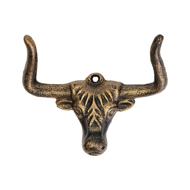Entryway Wall Hook Metal Bull Head Double Hook for Keys Hats Leashes, Ranch Accent for Bathroom Bedroom Walls Home