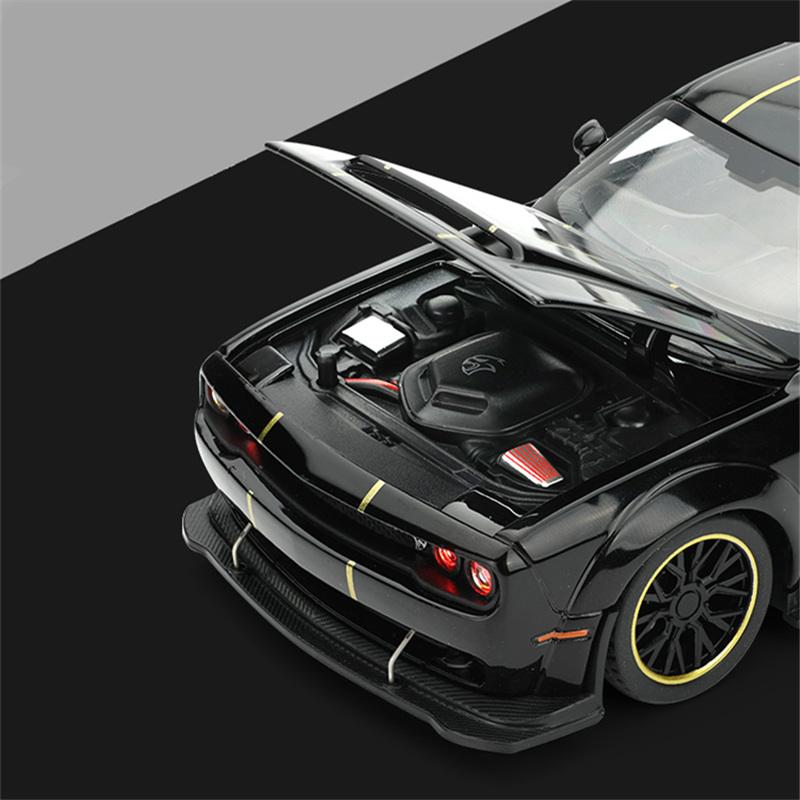 1:32 Dodge Challenger Srt Redeye Hellcat Красный Металлический Модель Мускул-кара Литье под давлением Металлический Спортивный автомобиль Модель Транспортные средства Звук Свет Детская игрушка Подарок