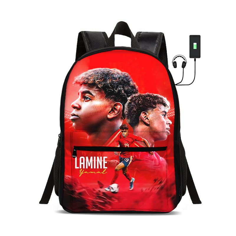 Детские школьные рюкзаки для учеников Рюкзак L-Lamin Yamal Sport Рюкзак для книг Детский подарок Рюкзак со звездой футбола с USB-интерфейсом Сумка