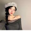 Retro Winter Wool Berets Hat Bowknot Felt Berets Fashion Plain Cap  for Women