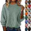 Women's Loose Retro Fashion Soft Solid Color Small Round Neck Short Sweater for Women